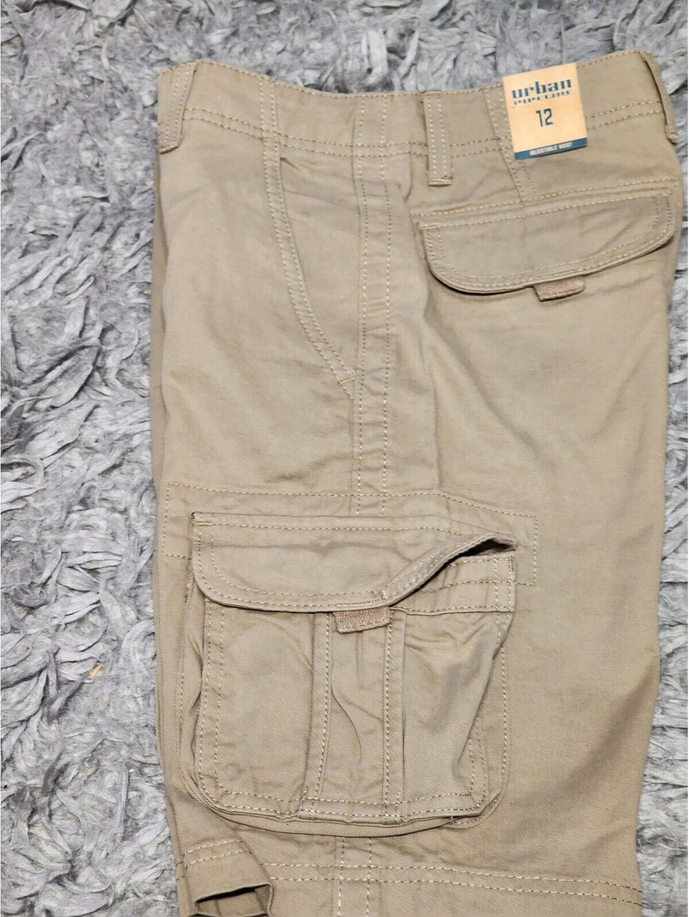 Urban Pipeline Boys Beige Cargo Shorts Size 12 100% Cotton Twill Pockets